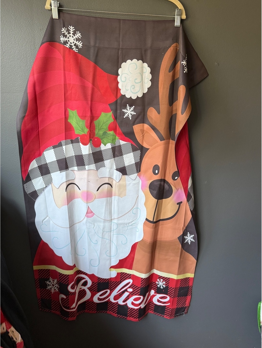 Christmas Holiday Santa and Reindeer House Flag